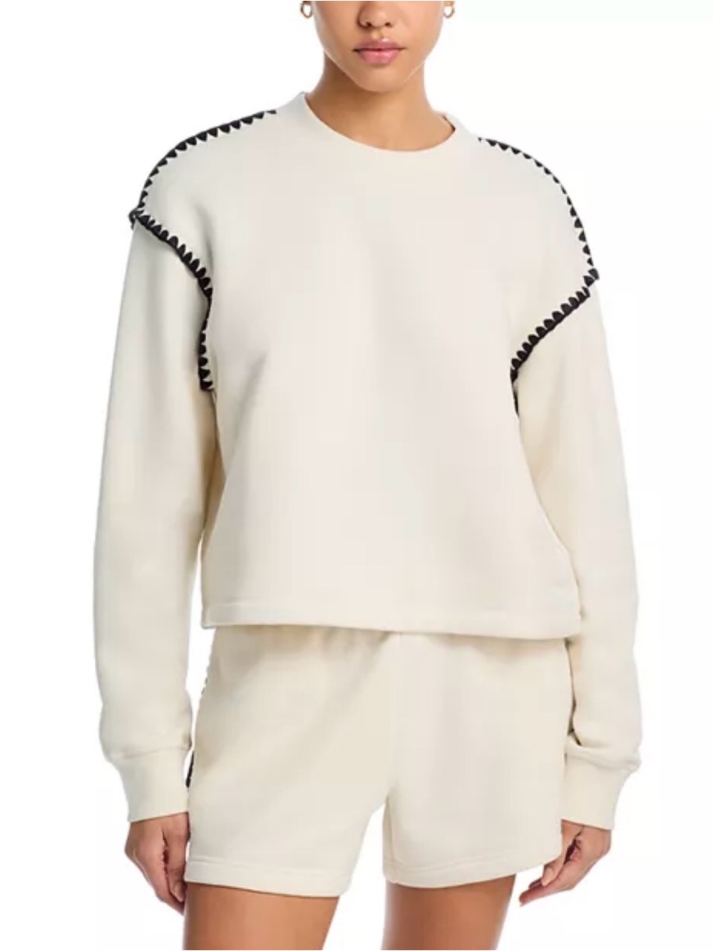 rag & bone Blanket Stitched Crop Cream Sweater Size Medium